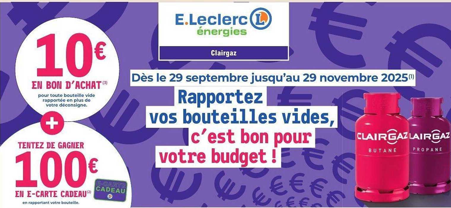 10€ EN BON D’ACHAT pour toute bouteille vide rapportée