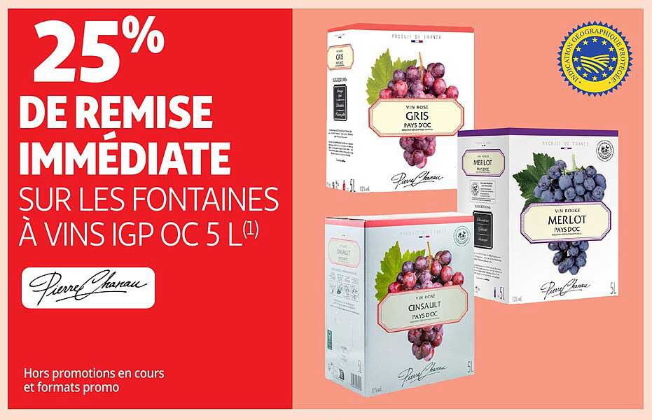 25% DE REMISE IMMÉDIATE SUR LES FONTAINES À VINS IGP OC 5 L