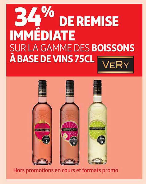34% DE REMISE IMMEDIATE SUR LA GAMME DES BOISSONS À BASE DE VINS 75CL