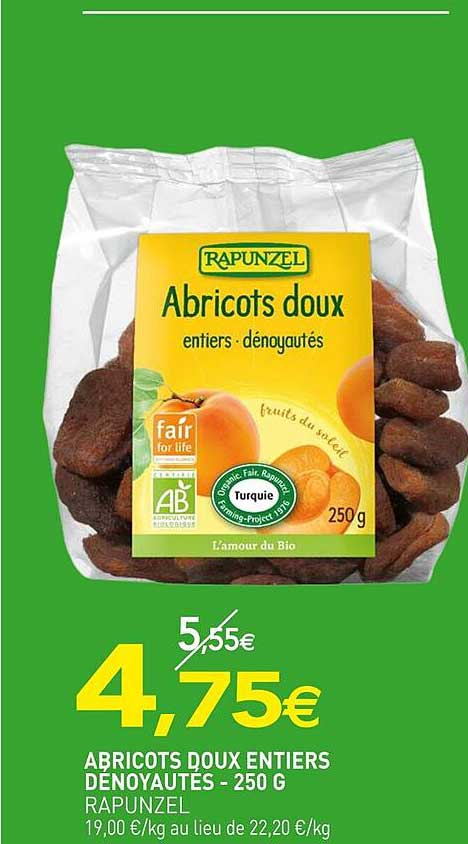 Abricots doux entiers dénoyautés - 250 G