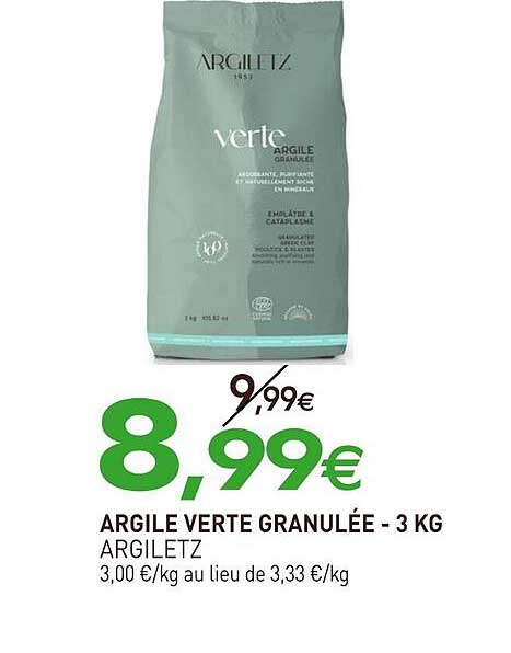 ARGILE VERTE GRANULÉE - 3 KG ARGILETZ