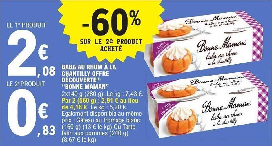 BABA AU RHUM À LA CHANTILLY OFFRE DECOUVERTE "BONNE MAMAN"