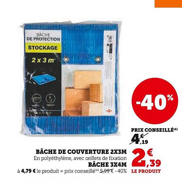 BÂCHE DE COUVERTURE 2X3M