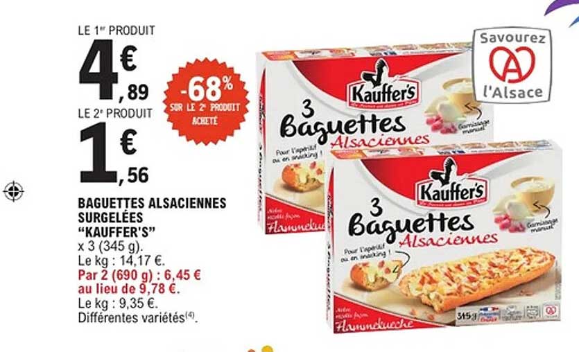 BAGUETTES ALSACIENNES SURGELÉES "KAUFFER'S"
