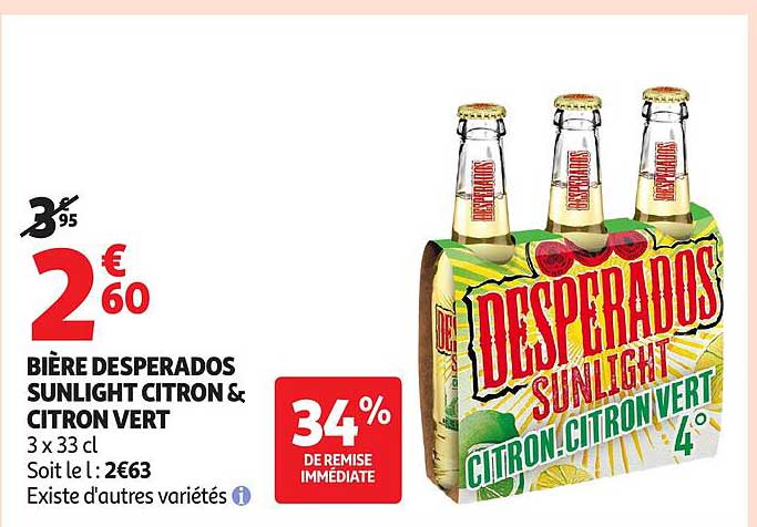 BIÈRE DESPERADOS SUNLIGHT CITRON & CITRON VERT