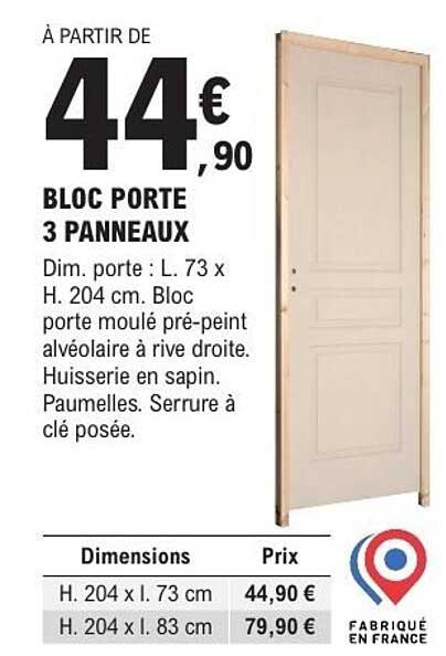BLOC PORTE 3 PANNEAUX