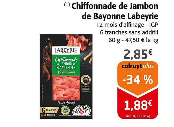 Chiffonnade de Jambon de Bayonne Labeyrie