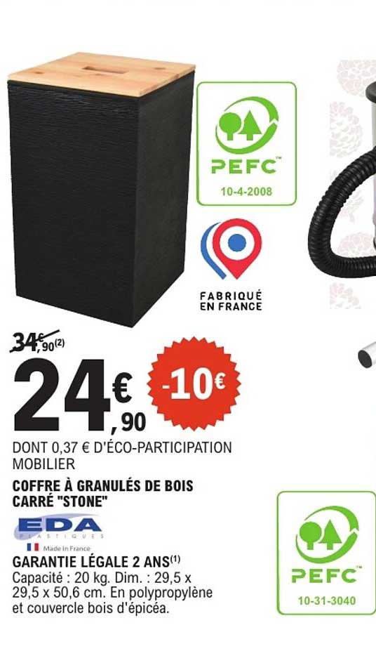 Coffre à granulés de bois carré "STONE"