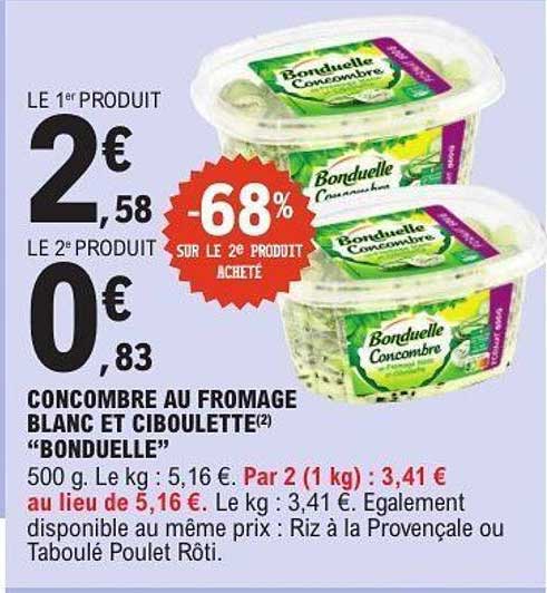 CONCOMBRE AU FROMAGE BLANC ET CIBOULETTE "BONDUELLE"