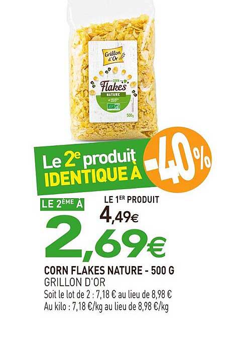 Corn Flakes Nature - 500 G Grillon d'Or