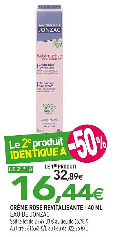 CRÈME ROSE RÉVITALISANTE - 40 ML EAU DE JONZAC