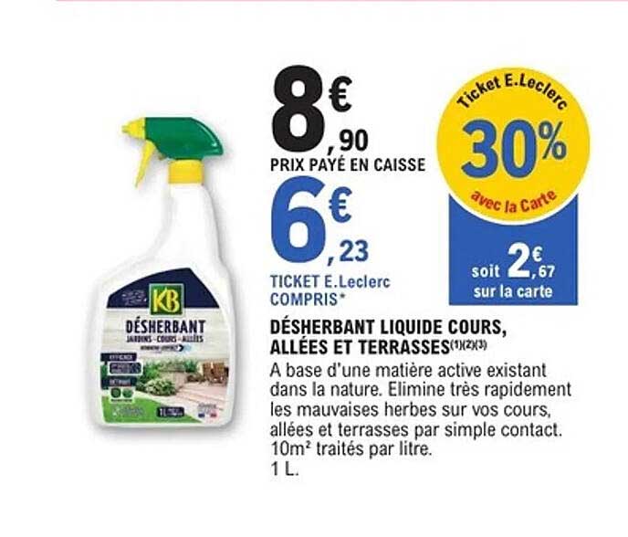 DÉSHERBANT LIQUIDE COURS, ALLÉES ET TERRASSES