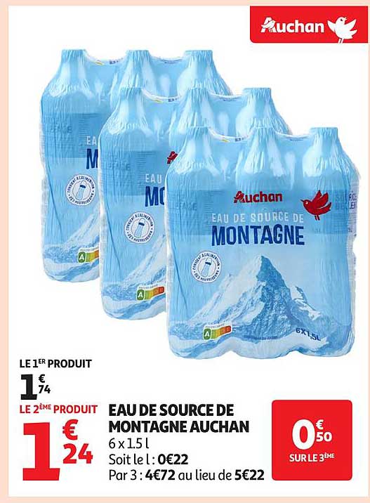 EAU DE SOURCE DE MONTAGNE AUCHAN