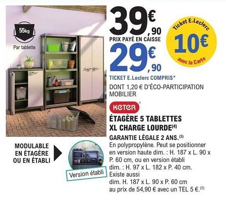 ÉTAGÈRE 5 TABLETTES XL CHARGE LOURDE
