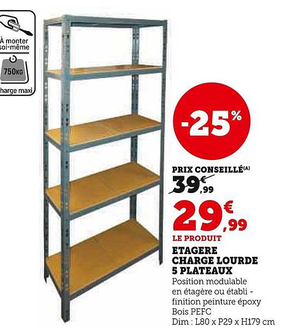 ETAGERE CHARGE LOURDE 5 PLATEAUX