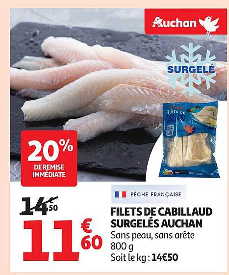 FILETS DE CABILLAUD SURGELÉS AUCHAN