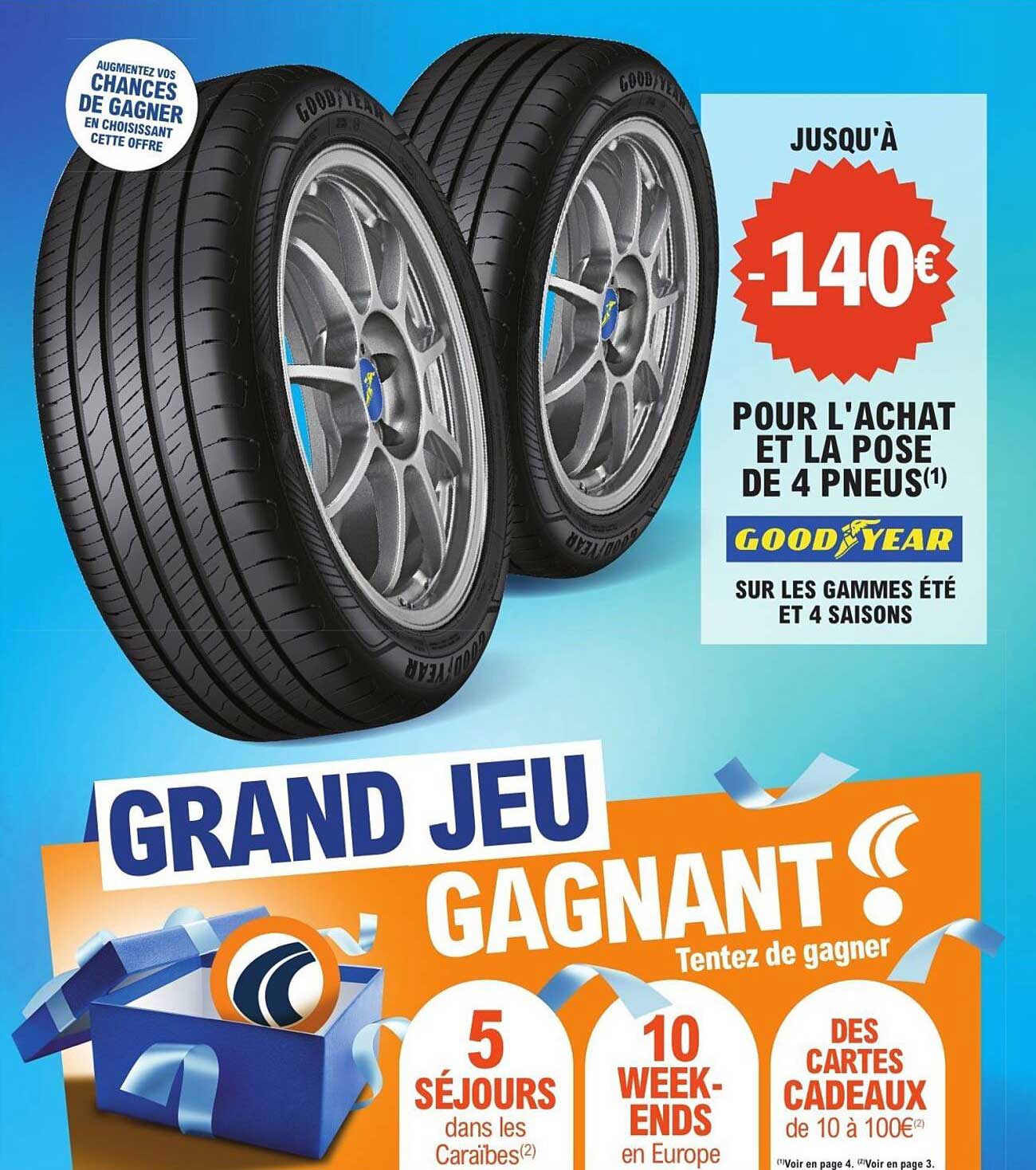 JUSQU'À -140€ POUR L'ACHAT ET LA POSE DE 4 PNEUS(1)