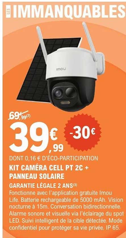 KIT CAMÉRA CELL PT 2C + PANNEAU SOLAIRE