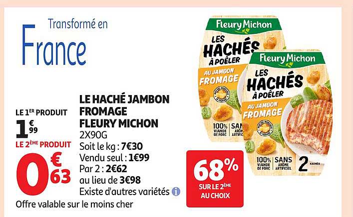 LE HACHÉ JAMBON FROMAGE FLEURY MICHON 2X90G