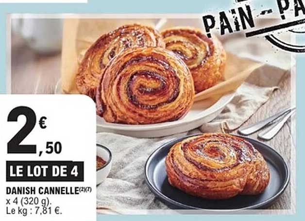 LE LOT DE 4 DANISH CANNELLE (2X7) x 4 (320 g)