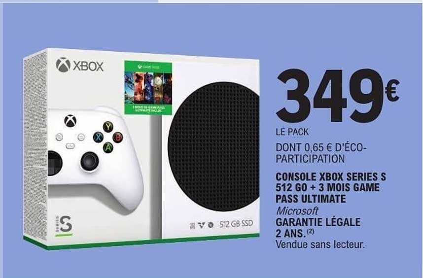 LE PACK CONSOLE XBOX SERIES S 512 GO + 3 MOIS GAME PASS ULTIMATE