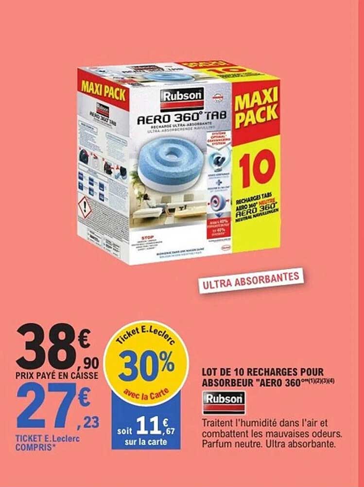 LOT DE 10 RECHARGES POUR ABSORBEUR "AERO 360"