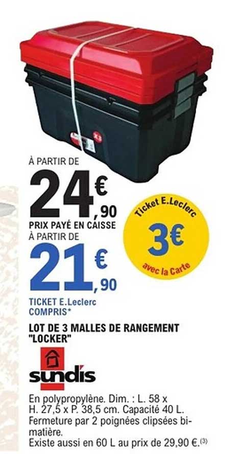 LOT DE 3 MALLES DE RANGEMENT "LOCKER"