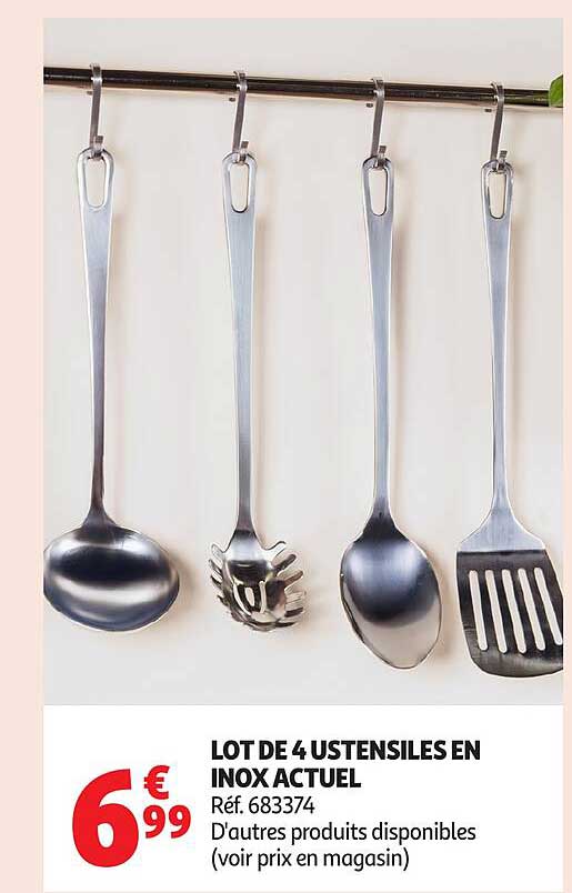 LOT DE 4 USTENSILES EN INOX ACTUEL