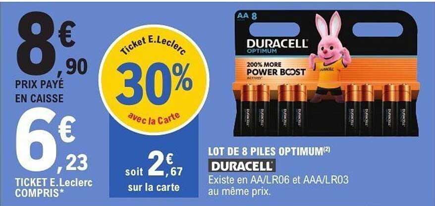 LOT DE 8 PILES OPTIMUM DURACELL