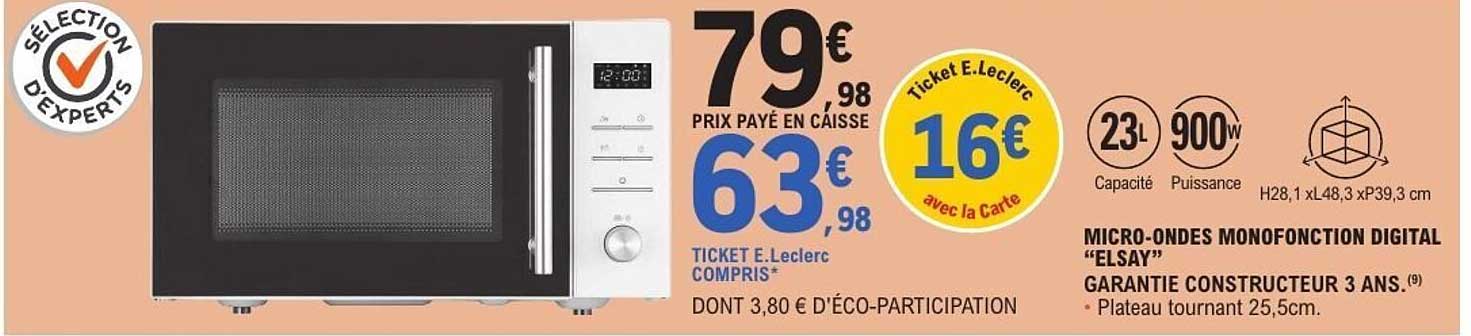 MICRO-ONDES MONOFONCTION DIGITAL "ELSAY"