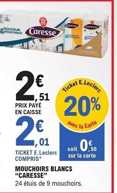 MOUCHOIRS BLANCS "CARESSE"