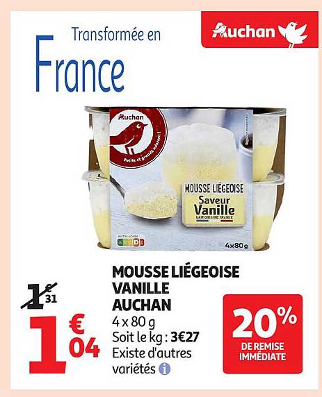 MOUSSE LIÉGEOISE VANILLE AUCHAN