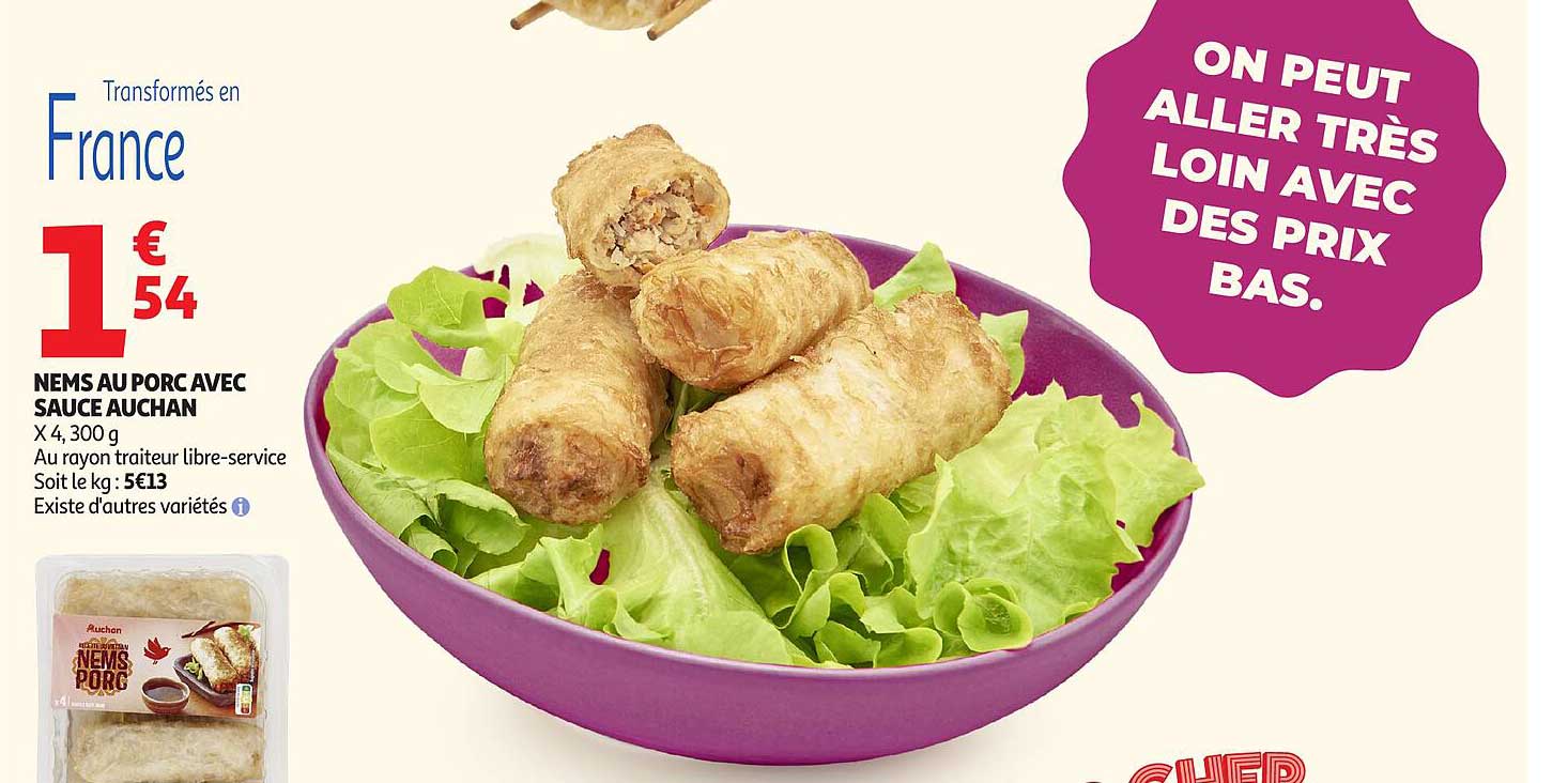 NEMS AU PORC AVEC SAUCE AUCHAN