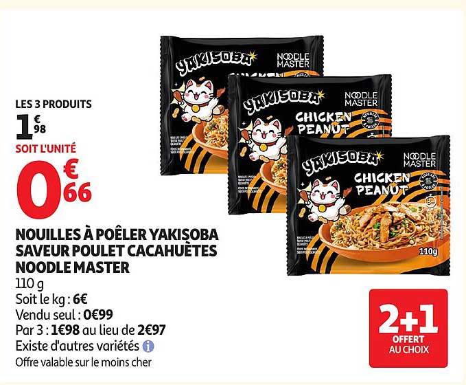 NOUILLES À POÊLER YAKISOBA SAVEUR POULET CACAHUÈTES NOODLE MASTER