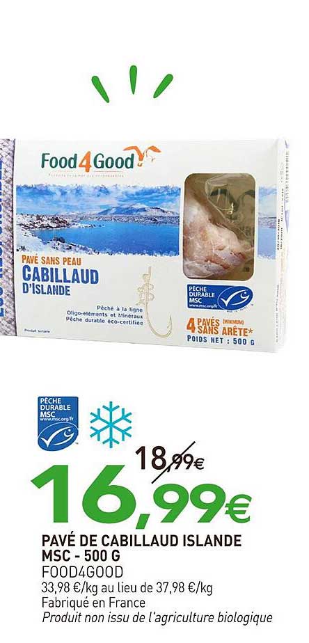 PAVÉ DE CABILLAUD ISLANDE MSC - 500 G