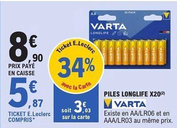 PILES LONGLIFE X20