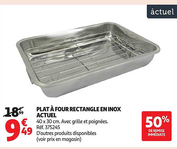 PLAT À FOUR RECTANGLE EN INOX ACTUEL