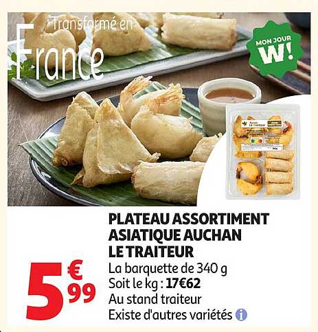 PLATEAU ASSORTIMENT ASIATIQUE AUCHAN LE TRAITEUR