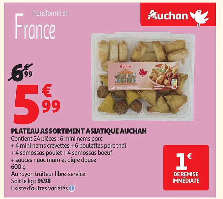 PLATEAU ASSORTIMENT ASIATIQUE AUCHAN