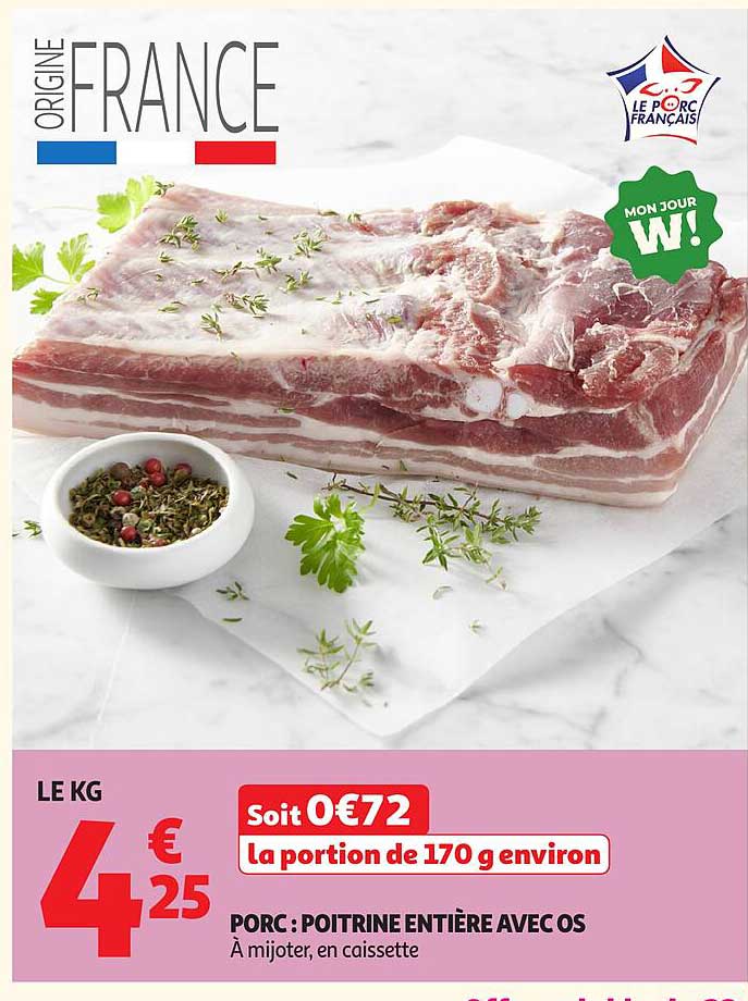 PORK: POITRINE ENTIÈRE AVEC OS