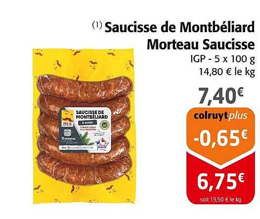 Saucisse de Montbéliard Morteau Saucisse IGP - 5 x 100 g