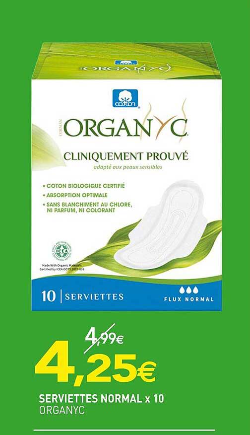 SERVIETTES NORMAL x 10 ORGANYC