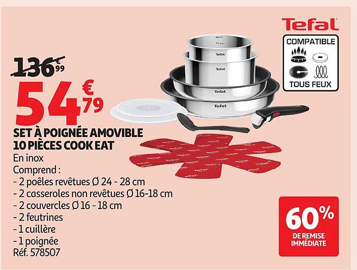 SET À POIGNÉE AMOVIBLE 10 PIÈCES COOK EAT