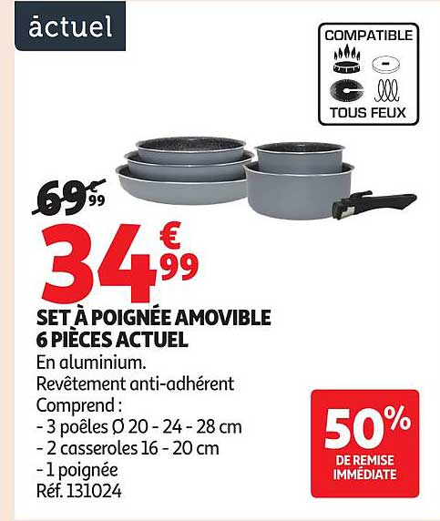 SET À POIGNÉE AMOVIBLE 6 PIÈCES ACTUEL