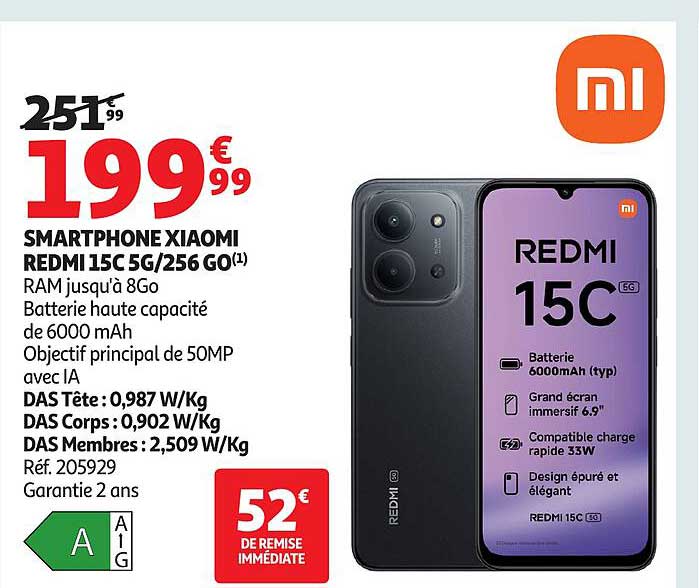 SMARTPHONE XIAOMI REDMI 15C 5G/256 GO