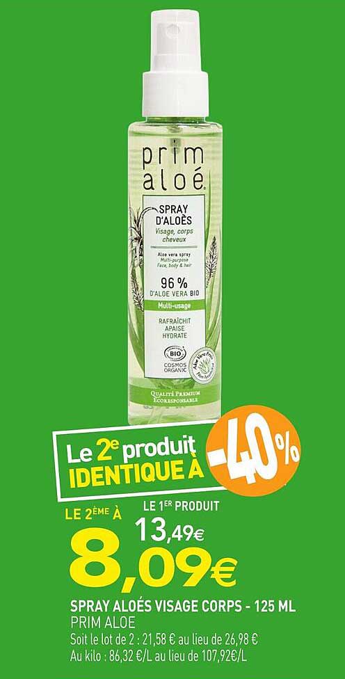 SPRAY ALOÉS VISAGE CORPS - 125 ML PRIM ALOE