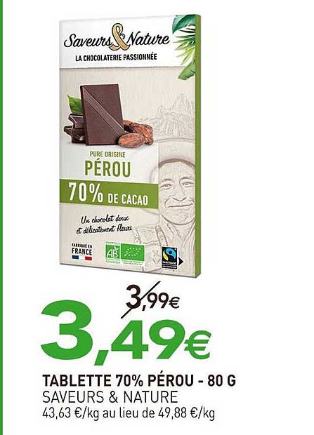 TABLETTE 70% PÉROU - 80 G