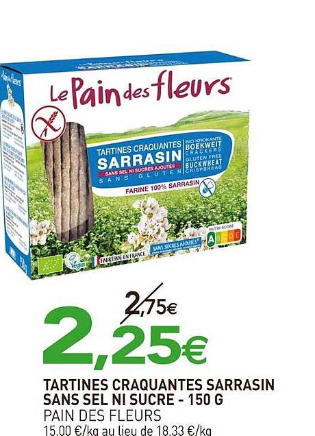TARTINES CRAQUANTES SARRASIN SANS SEL NI SUCRE - 150 G