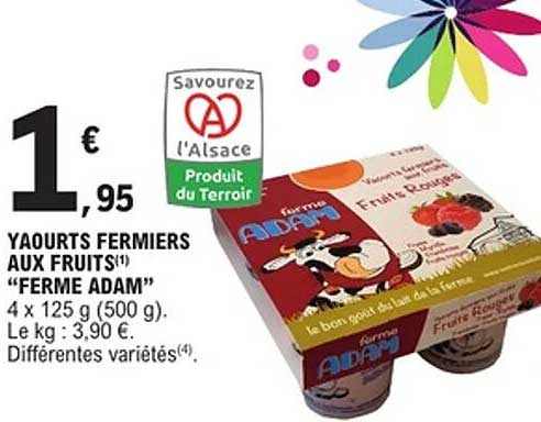 YAOURTS FERMIERS AUX FRUITS "FERME ADAM"