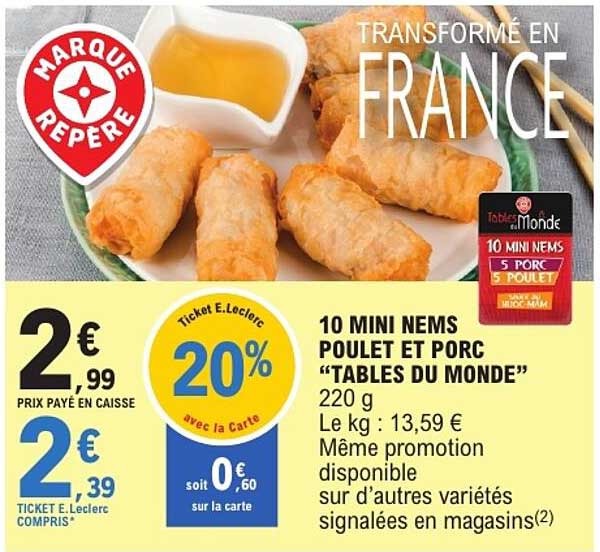 10 MINI NEMS POULET ET PORC “TABLES DU MONDE”